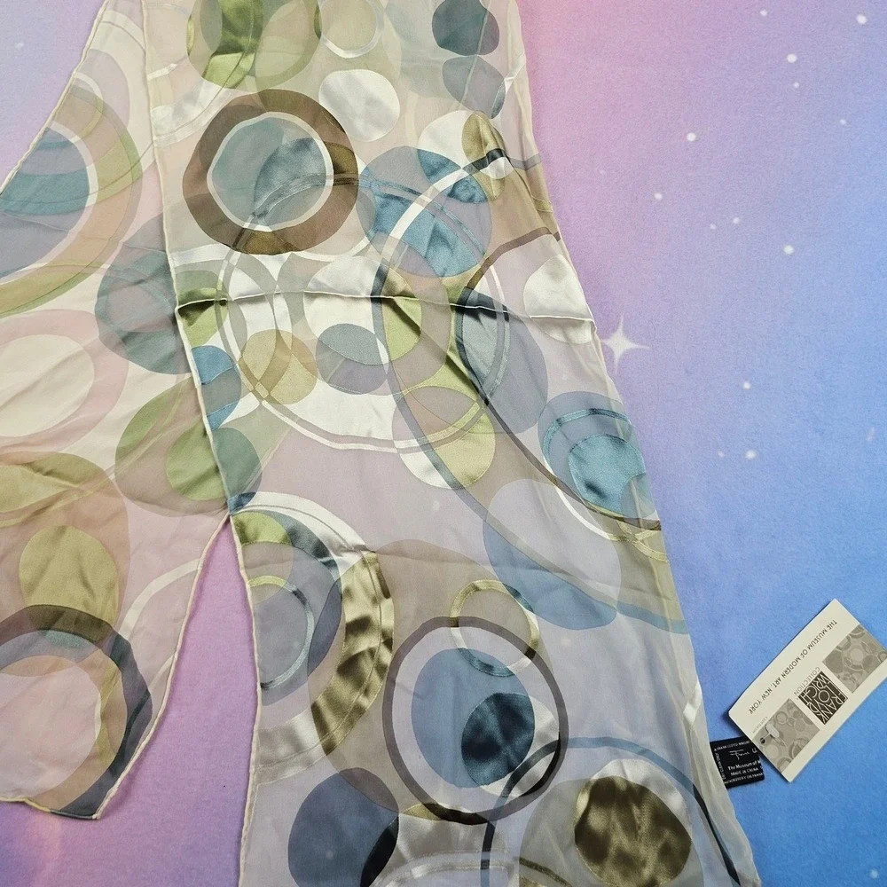 Frank Lloyd Wright Imperial‎ Circles Scarf MoMA Womens Multicolor NWT Silk Blend